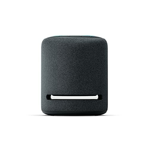 Black smart speaker with fabric finish