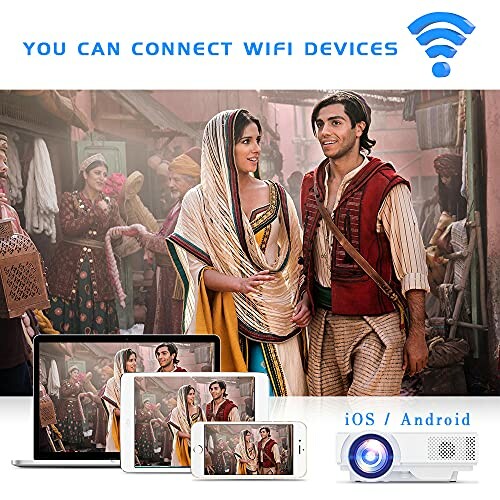 Several devices connected via WiFi, showcasing a movie scene.